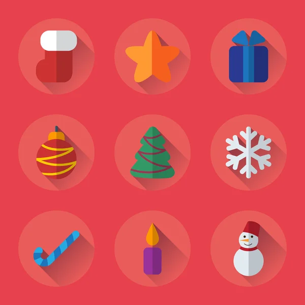 Ensemble d'icônes plates de Noël — Image vectorielle