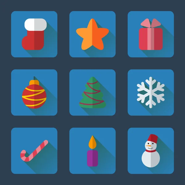 Set de iconos planos navideños para aplicaciones móviles o de sitios web . — Archivo Imágenes Vectoriales