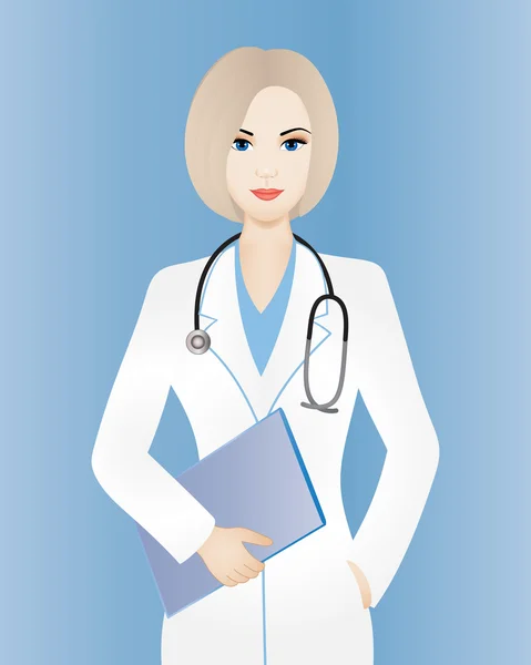 Doctora con portapapeles — Vector de stock