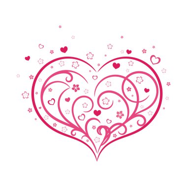 Çiçekli Vignette pembe kalp