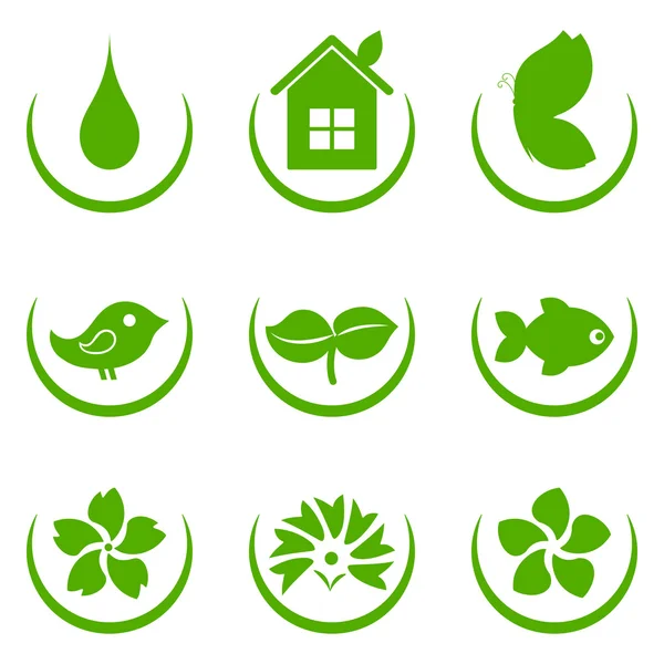 Green eco icons — Stock Vector