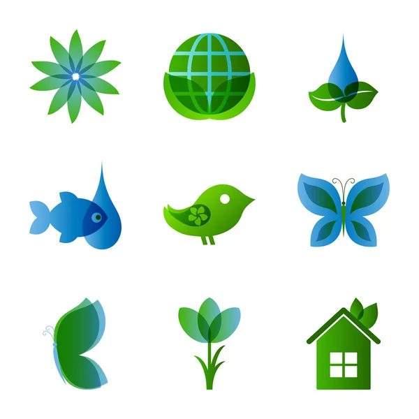 Ecology icons set on white — Stock Vector