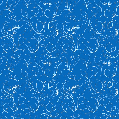 İnce kaynaklanıyor ve çiçekler, mavi beyaz ile Seamless Modeli