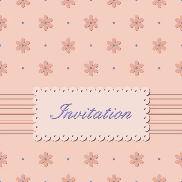 Invitation card with flowers on beige background — Stock Vector