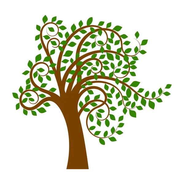 Árbol con hojas verdes — Vector de stock