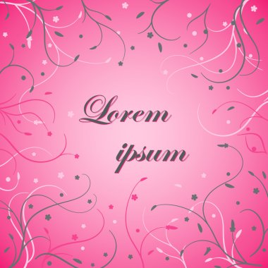 Pembe bir arka plan üzerinde ince saplı çiçekli kart