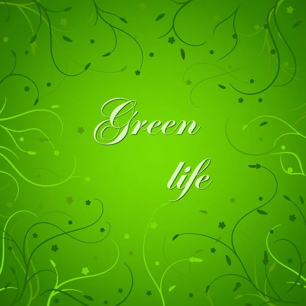 Eco card met dunne stengels op groene achtergrond — Stockvector