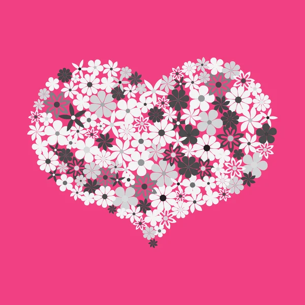 Corazón de mosaico floral — Vector de stock