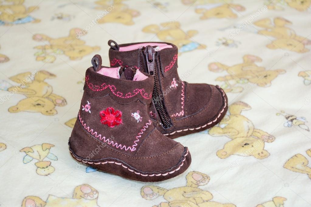 Brown baby booties