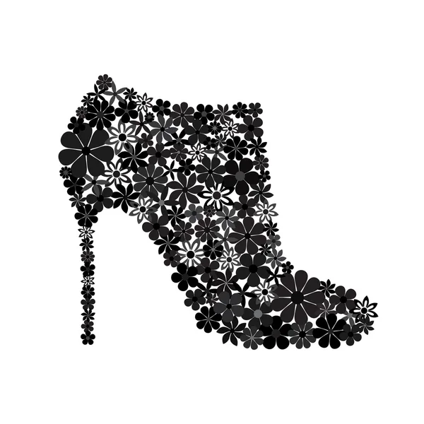 Botines florales de mosaico negro — Vector de stock