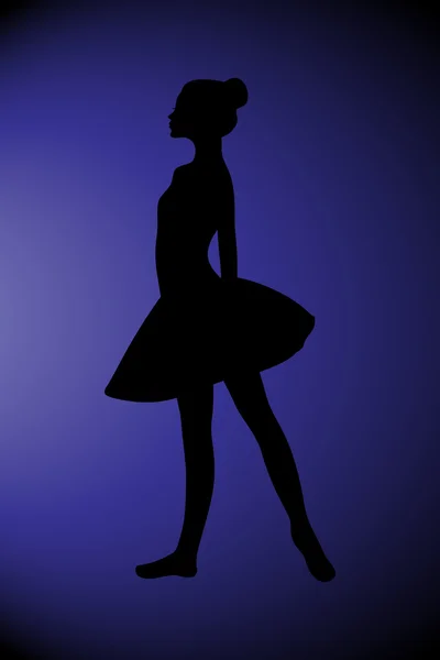 Ballet dancer silhouette on dark blue background — Stock Vector