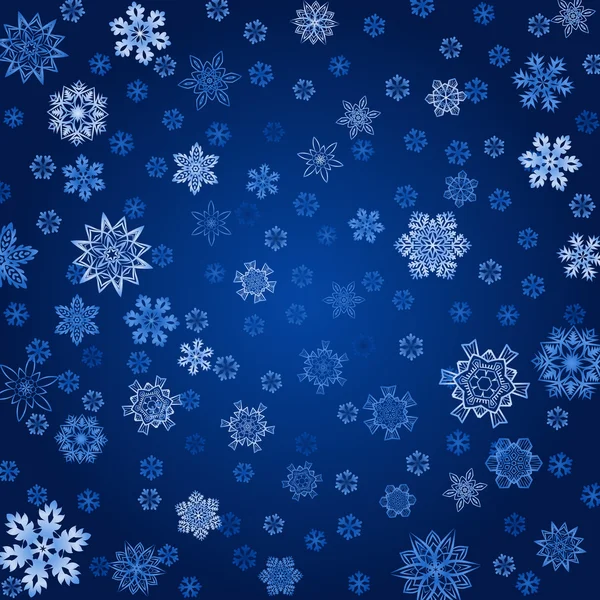 Zimní modré pozadí se sněhovými vločkami. — Stockový vektor