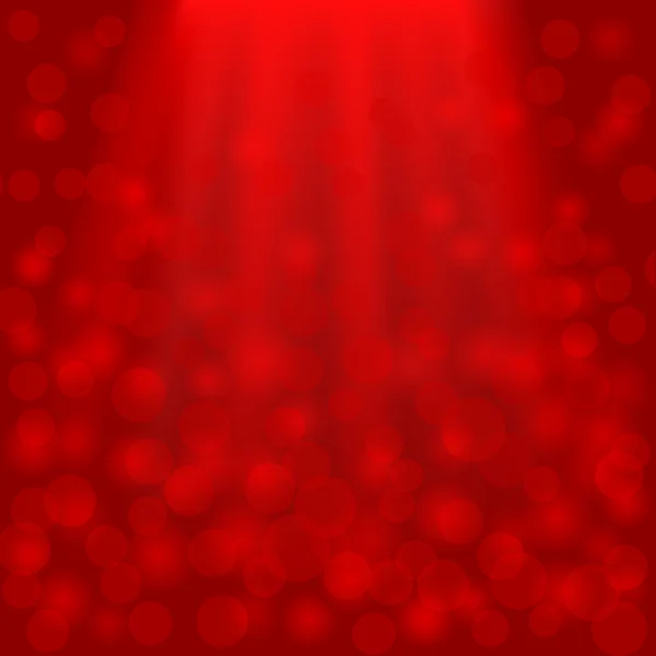 Rød firkantbakgrunn med stråler og bokeh – stockvektor