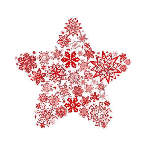 Red star consisted of snowflakes — Stock Vector