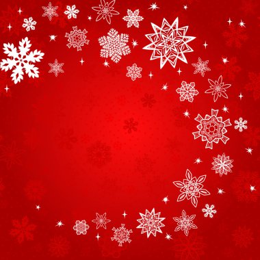 Kırmızı ve beyaz kar taneleri ile Noel Kızıl Meydan arka plan