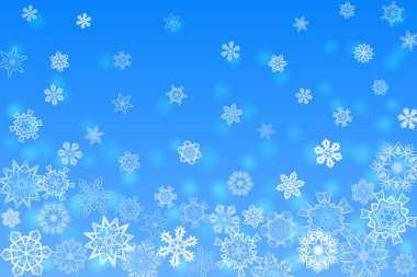 Noel ışık ortogonal ile mavi arka plan kar taneleri