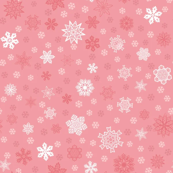 Nahtloser Winter rosa Hintergrund mit Schneeflocken — Stockvektor