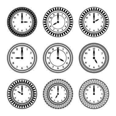 Beyaz arka plan üzerinde siyah saatlerinin ayarla