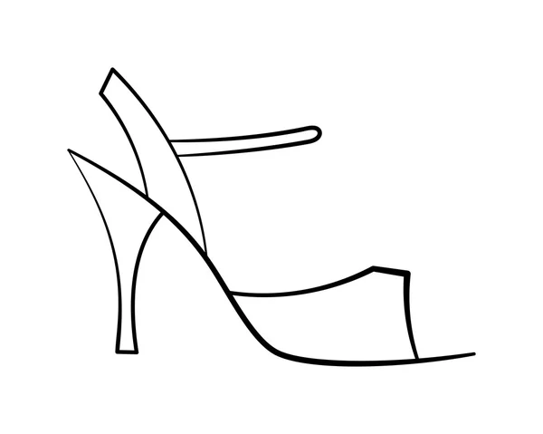 Nakreslil tango boty bez vyplnění jednoduché boční pohled — Stockový vektor