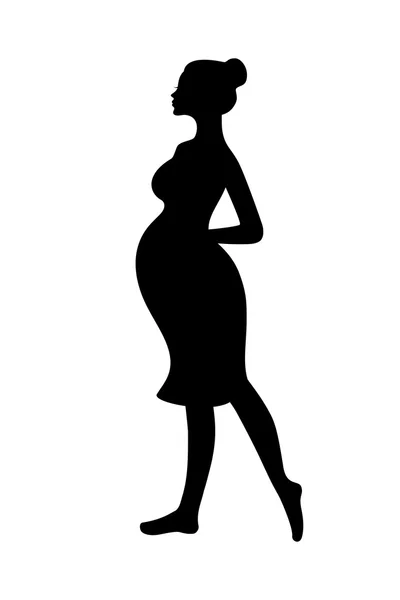 Silhouette of walking pregnant woman — Stock Vector