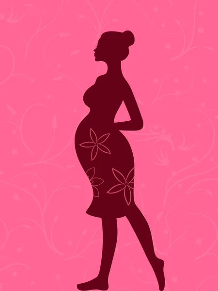 Femme enceinte aux couleurs roses et vineuses — Image vectorielle