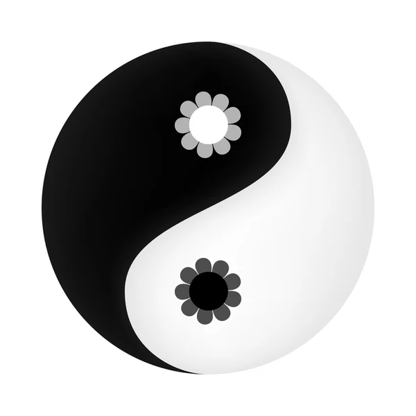 Yin-Yang szimbólum a középső virág — Stock Vector
