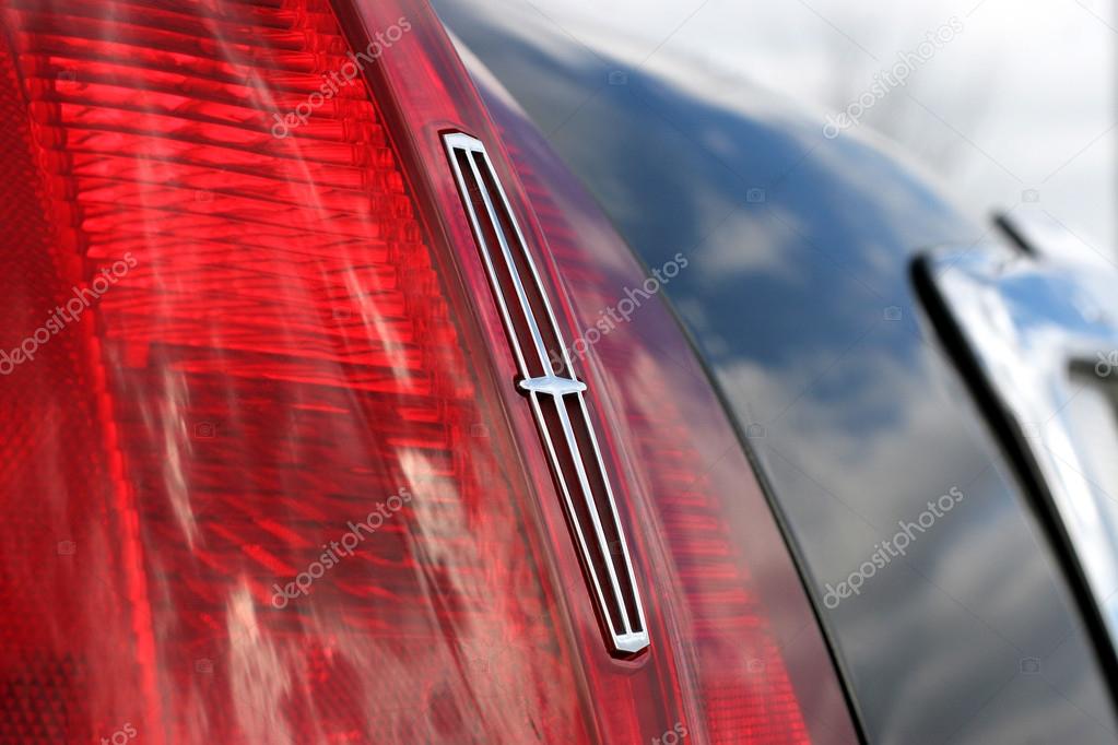 Minsk, Belarus - april 16, 2007: Rear light of a Lincoln car whith logo.