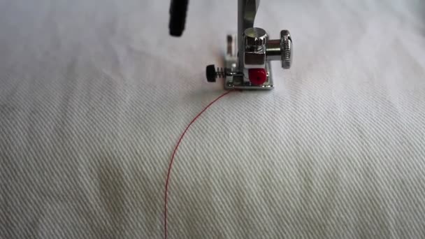 Sewing machine making line close up. — Stock Video