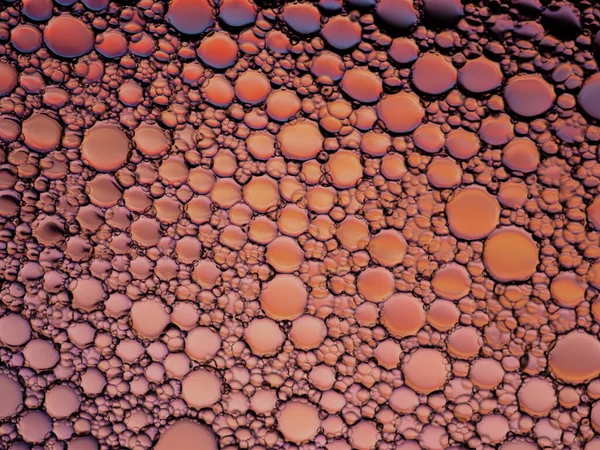 Burbujas Aceite Color Levantó Superficie Del Agua —  Fotos de Stock