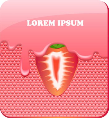 Waffle arkaplan vektörlü çilekli dondurma, reklam için hazır.