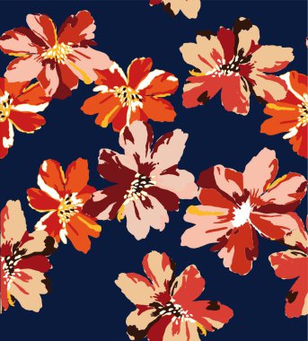 Canlı renklerde basit bir çiçek deseninin kusursuz çiçek deseni.