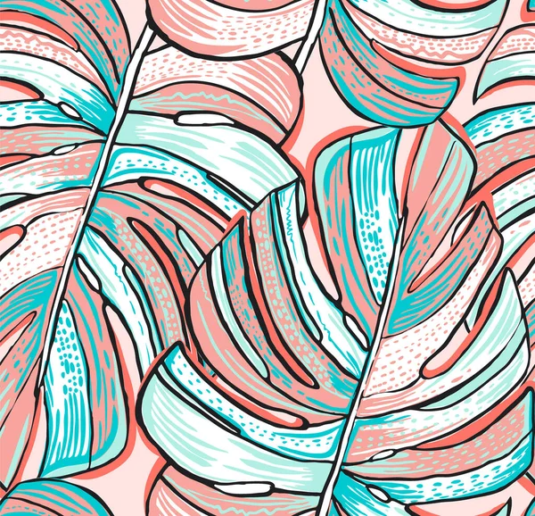 Tropisches Muster Makelloses Grafisches Design Mit Erstaunlichen Monsteras Blättern — Stockvektor