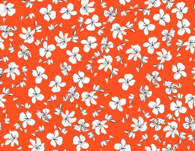 Basit ve güzel çiçeklerin el çizimleriyle yapılmış çiçek desenleri. Moda ve iç tasarım. 