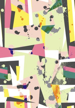 Noktalı ve renkli elementli geometrik desen