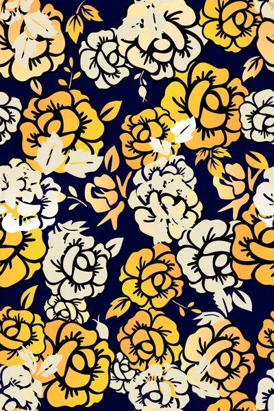 Patrón Floral Con Rosas Simples Bonitas Fondo Oscuro Para Textiles — Foto de Stock