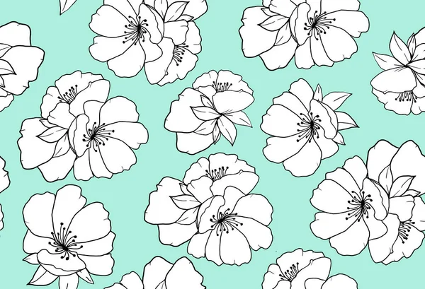 Plat Ontwerp Herhalen Patroon Van Mooie Bloemen — Stockfoto