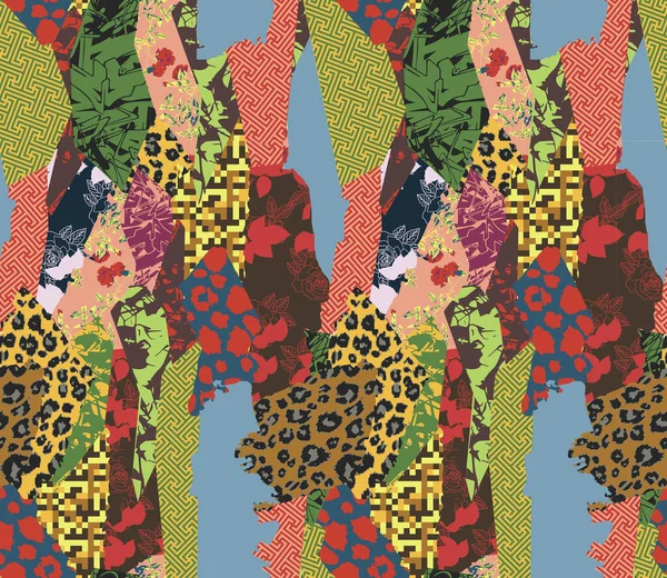 Renkli Soyut Yamalı Grunge Deseni Tekstil Deseni — Stok fotoğraf