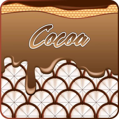 Meyve ve krem desenli tasarım, kakao, kurabiye ve krema kavramı