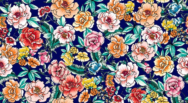 Красивый Цветочный Узор Фанерой Листьями Идеально Подходит Украшения Текстиля — стоковый вектор