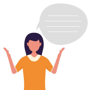 Konuşma balonu olan genç kadınlar. Vektör illüstrasyonu