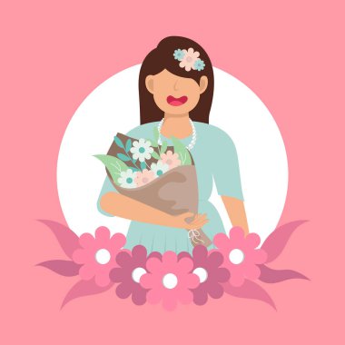 Uluslararası Mutlu Kadınlar Günü. Vektör illüstrasyonu