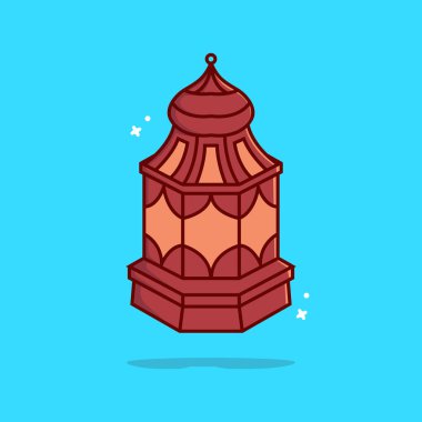 Şirin fener Müslüman ikonu çizimi. Ramazan simgesi kavramı izole edildi. düz çizgi film biçimi