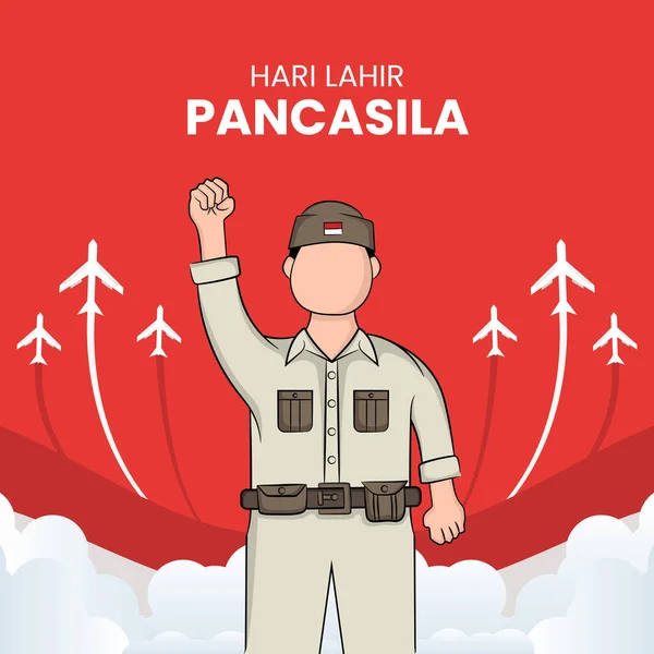 Ilustración Del Feliz Día Pancasila Traducción Selamat Hari Lahir Pancasila — Vector de stock