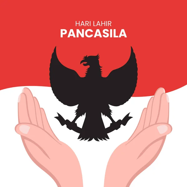 Ilustracja Szczęśliwego Dnia Pancasili Tłumaczenie Selamat Hari Lahir Pancasila — Wektor stockowy