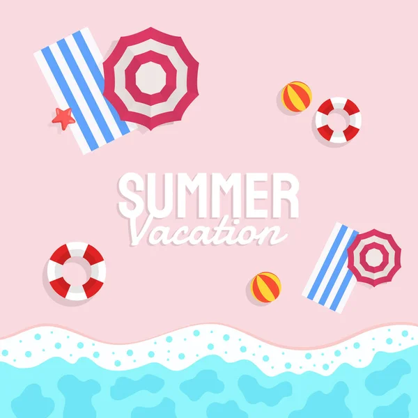 Hand Draw Illustration Summer Background Tropical Plants Flower Beach Ball — Stock Vector