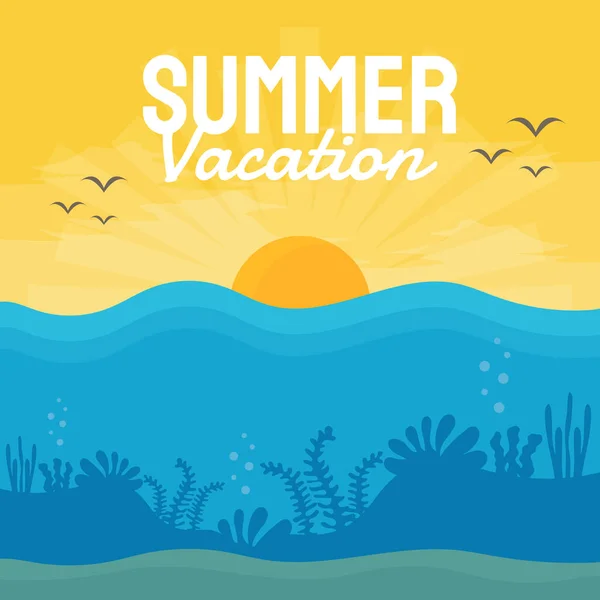 Verano Vector Banner Concepto Diseño Playa Con Elementos Verano Ilustración — Archivo Imágenes Vectoriales