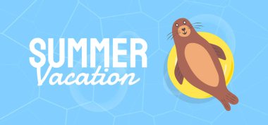 Sosyal medya için yaz afişi vektör illüstrasyonu şablonu. Vektör