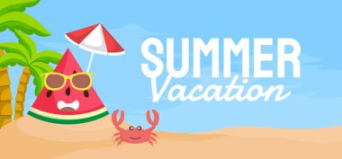 Sosyal medya için yaz afişi vektör illüstrasyonu şablonu. Vektör