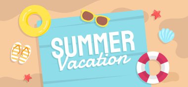 Sosyal medya için yaz afişi vektör illüstrasyonu şablonu. Vektör