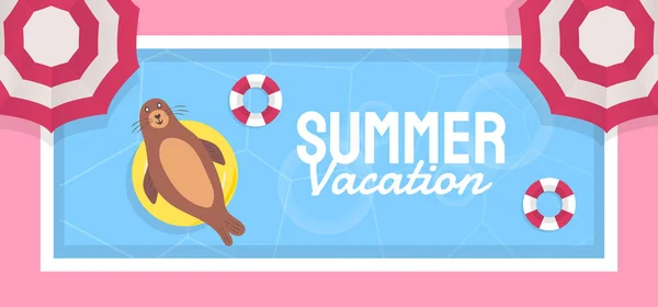 Summer Template Banner Social Media Greeting Card Vector Illustration — Stock Vector